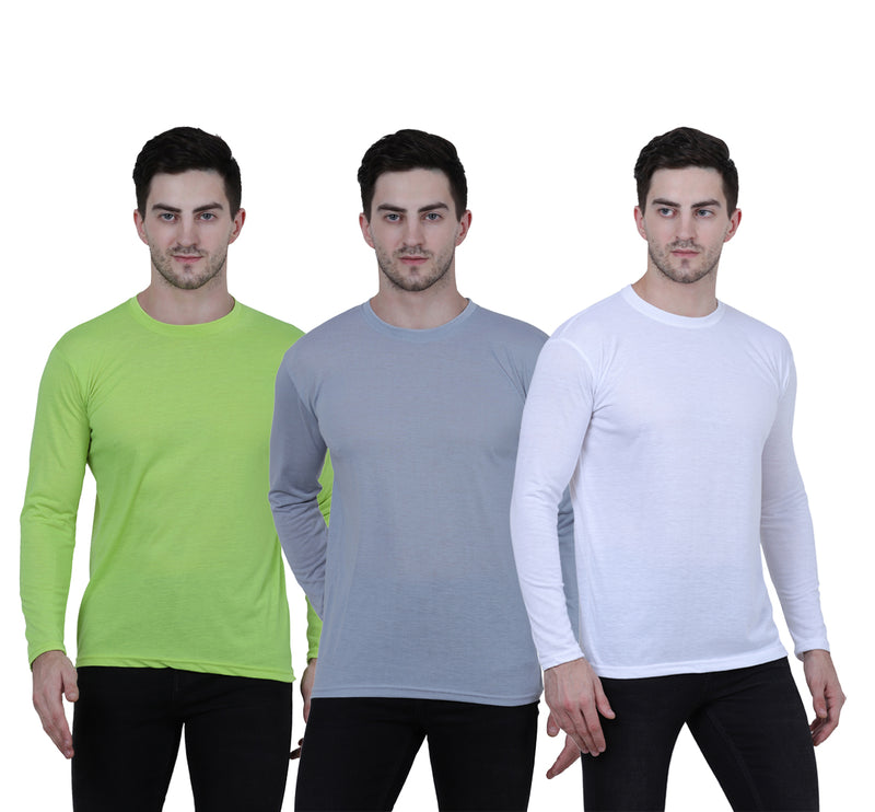 Men's Cotton Round Neck Full Sleeves Stylish Tshirt (Pack of 3)