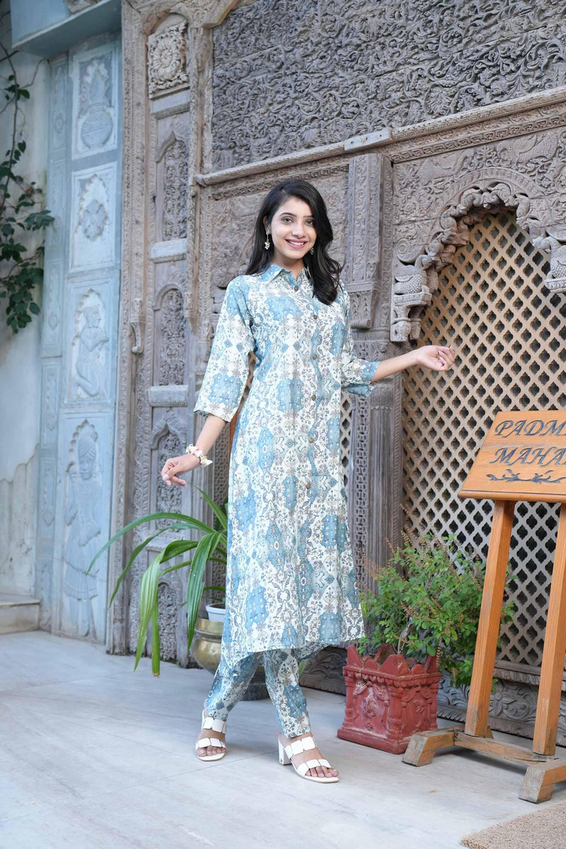 Women Print Regular Fit Kurta & Pants Sets