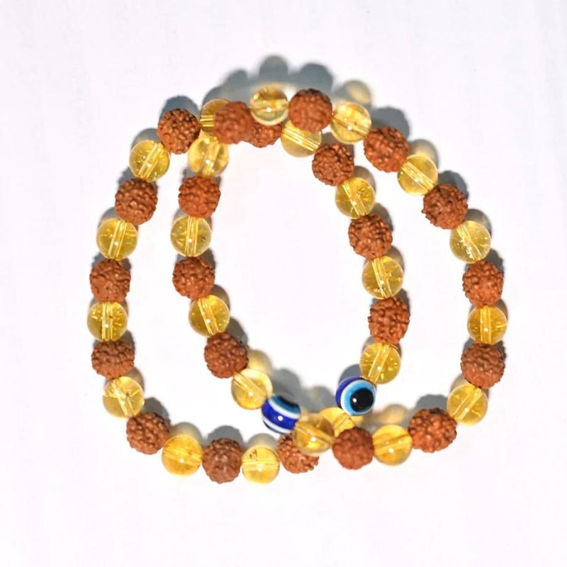 Rudraksha Citrine Crystal Bracelet (Pack of 2)