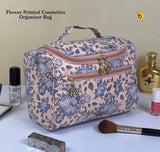 Flower Printed Organizer Cosmetic Travel Bag