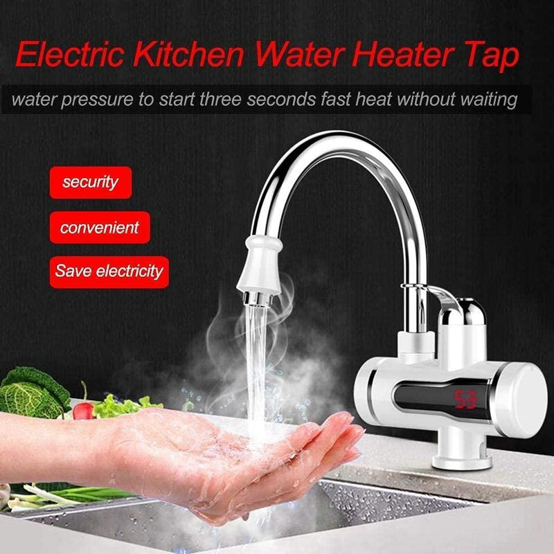 Electric Hot Water Heater Faucet Kitchen And Bathroom Heating Dispenser Tap Digital Temperature With Display