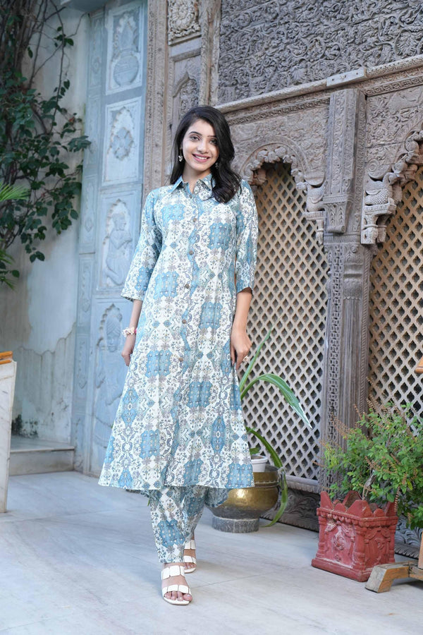 Women Print Regular Fit Kurta & Pants Sets