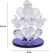 Crystal ganesha Twin side face for car dashboard idols Showpiece - 5.5 cm��(Crystal, Blue)