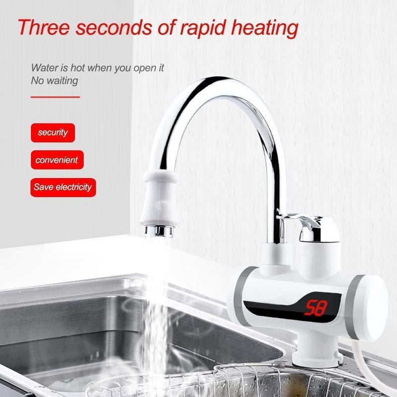 Electric Hot Water Heater Faucet Kitchen And Bathroom Heating Dispenser Tap Digital Temperature With Display