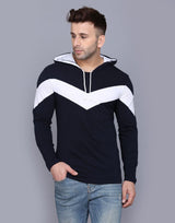 Cotton Color Block Full Sleeves Hooded T-Shirt