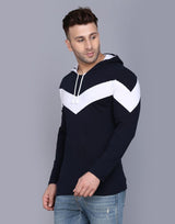 Cotton Color Block Full Sleeves Hooded T-Shirt