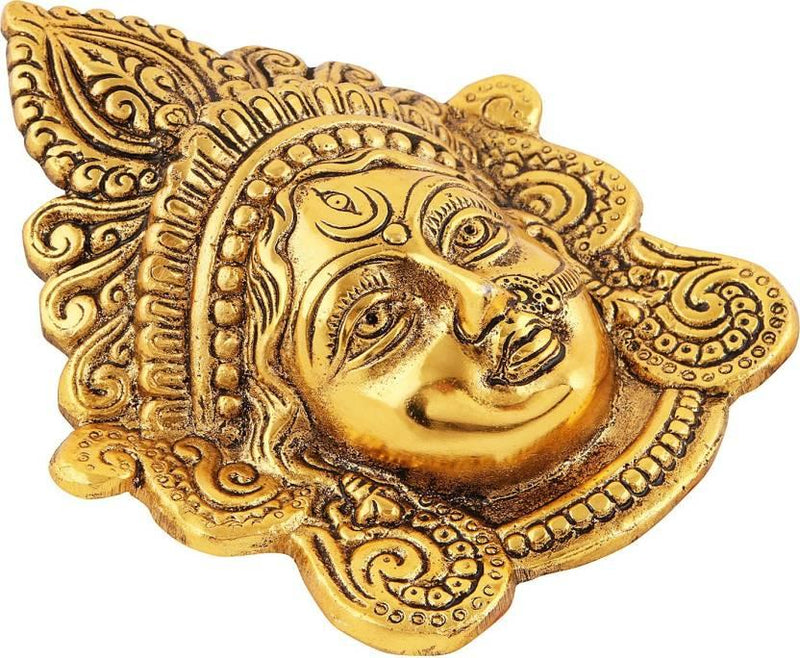 Ambika Durga Face Wall Hanging Metal Idol Showpiece - 15.24 cm  (Gold Plated, Metal, Gold)