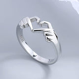 Pack of 2 Couple Hands Than Heart Thumb Finger Ring Metal Stainless Steel