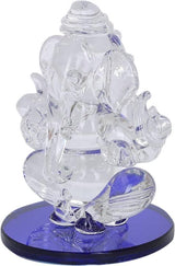 Crystal ganesha Twin side face for car dashboard idols Showpiece - 5.5 cm��(Crystal, Blue)