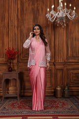 Pink Designer Soft Silk Ready-to-Wear Saree