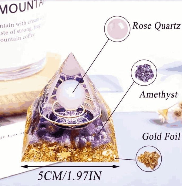 Natural Meditation Resin Crystal Energy Pyramid Reiki