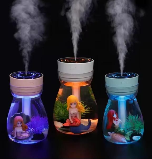 Mermaid USB Cool Mist Humidifier - Refreshing Atmosphere for Home, Office, and Car Dashboard