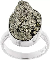 Pyrite Ring With Lab Tested Certificate Stainless Steel Ring